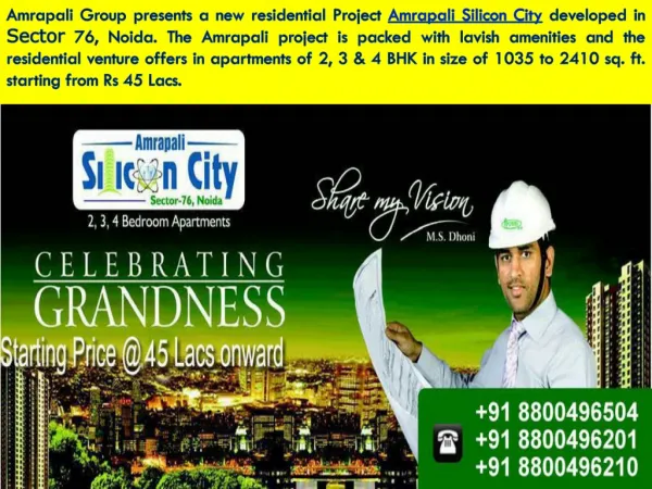 Amrapali Silicon City Noida Brings 2 BHk Flats