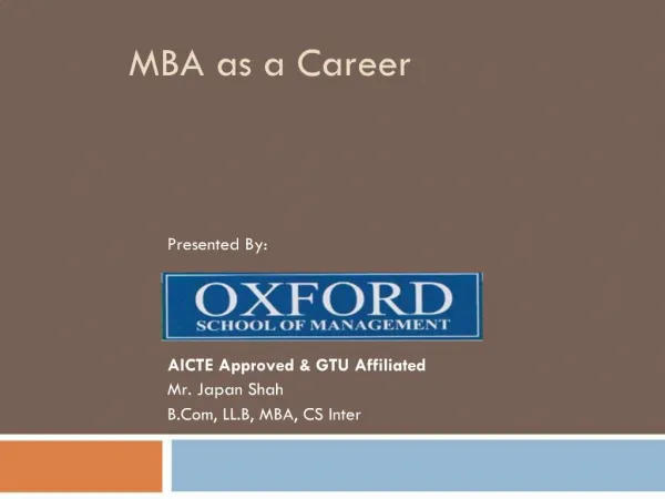 MBA as a Career