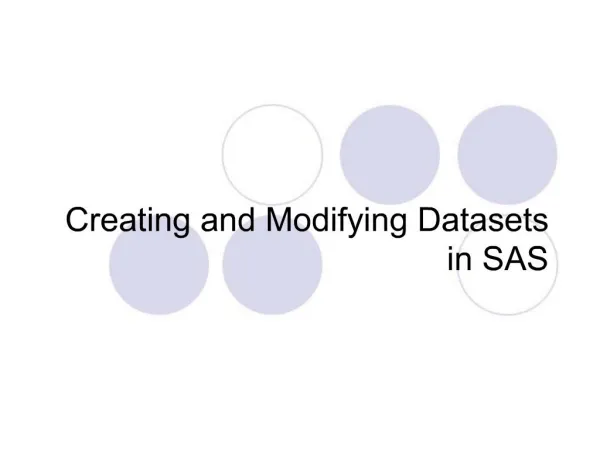 Creating and Modifying Datasets in SAS