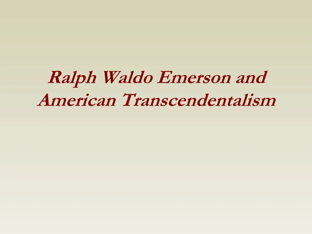 ralph waldo emerson and american transcendentalism