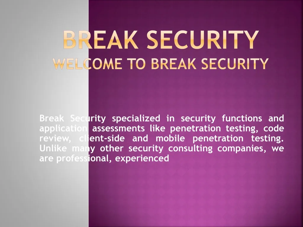 break security welcome to break security