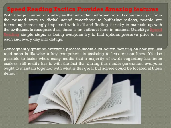 Speed Reading Tactics Provides Amazing features