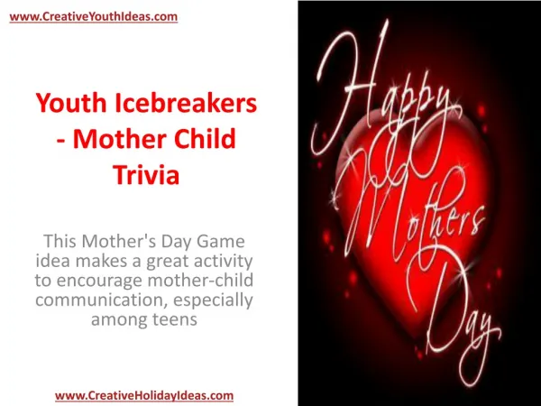 Youth Icebreakers - Mother Child Trivia