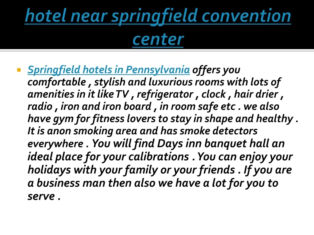hotel near springfield convention center