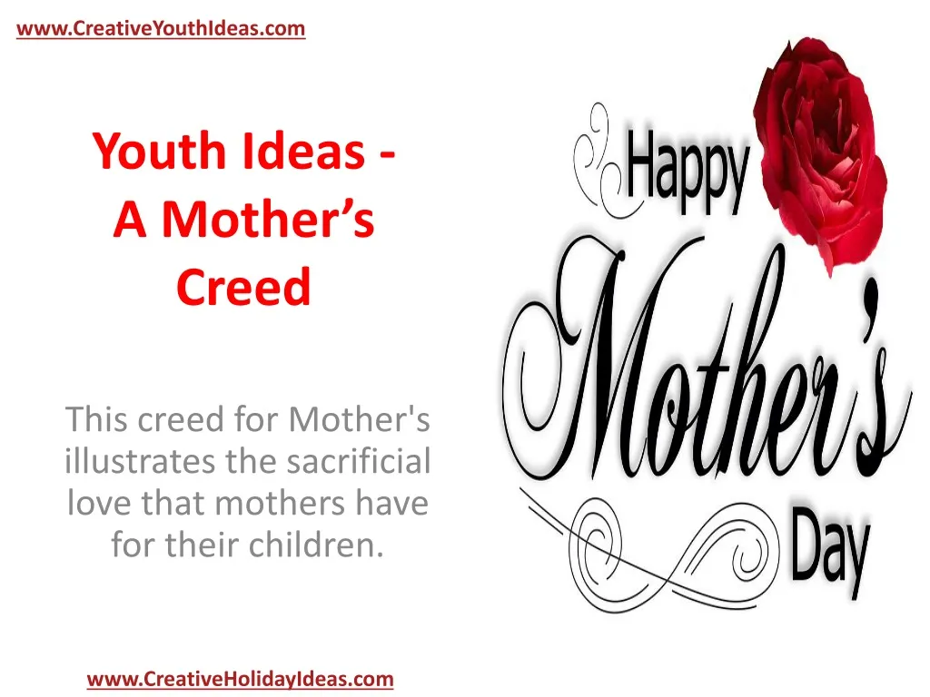 youth ideas a mother s creed