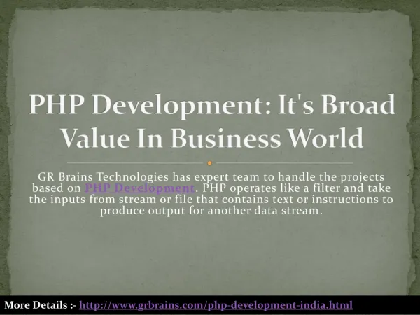 PHP Development: It's Broad Value In Business World
