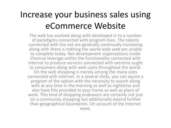 Increase your business sales using eCommerce Website