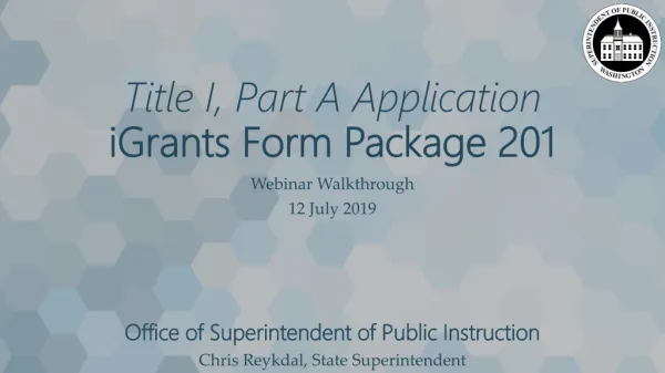 Title I, Part A Application iGrants Form Package 201