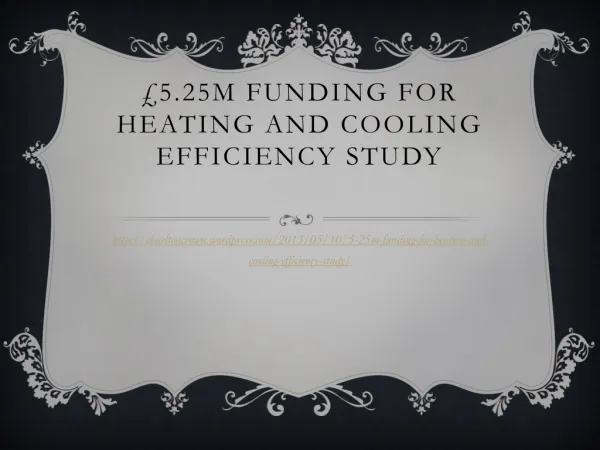 £5.25m funding for heating and cooling efficiency study
