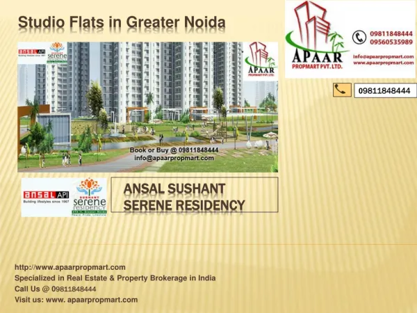 New Booking @@ 09811848444 ## Ansal Sushant Serene Residency