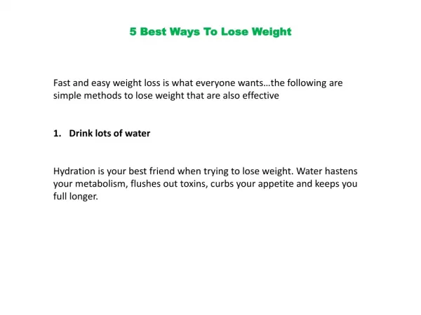 5 Simple Ways to Loose Weight Naturally with out Much Effort