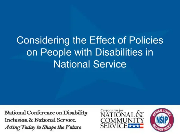 Considering the Effect of Policies on People with Disabilities in National Service