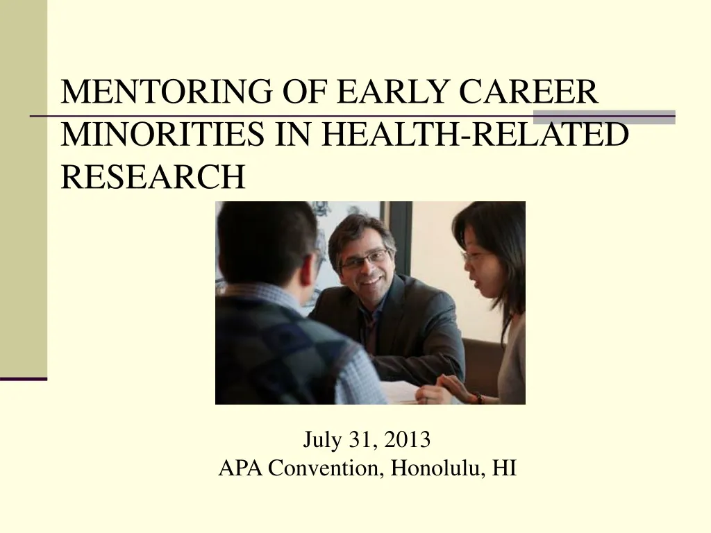 mentoring of early career minorities in health