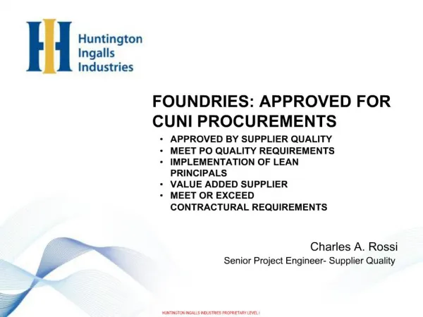 CU-NI APPROVED FOUNDRIES