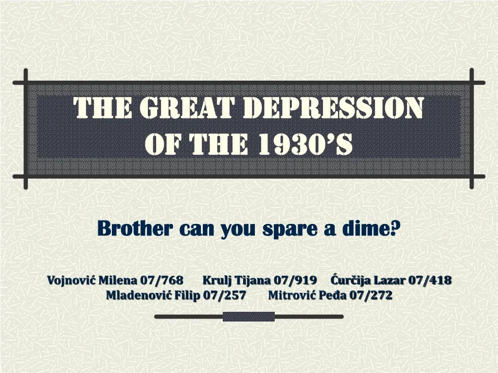 the great depression of the 1930 s