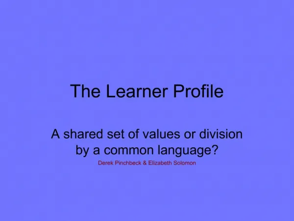The Learner Profile