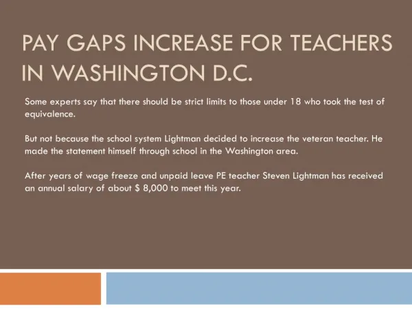 Pay Gaps Increase For Teachers In Washington D.C.