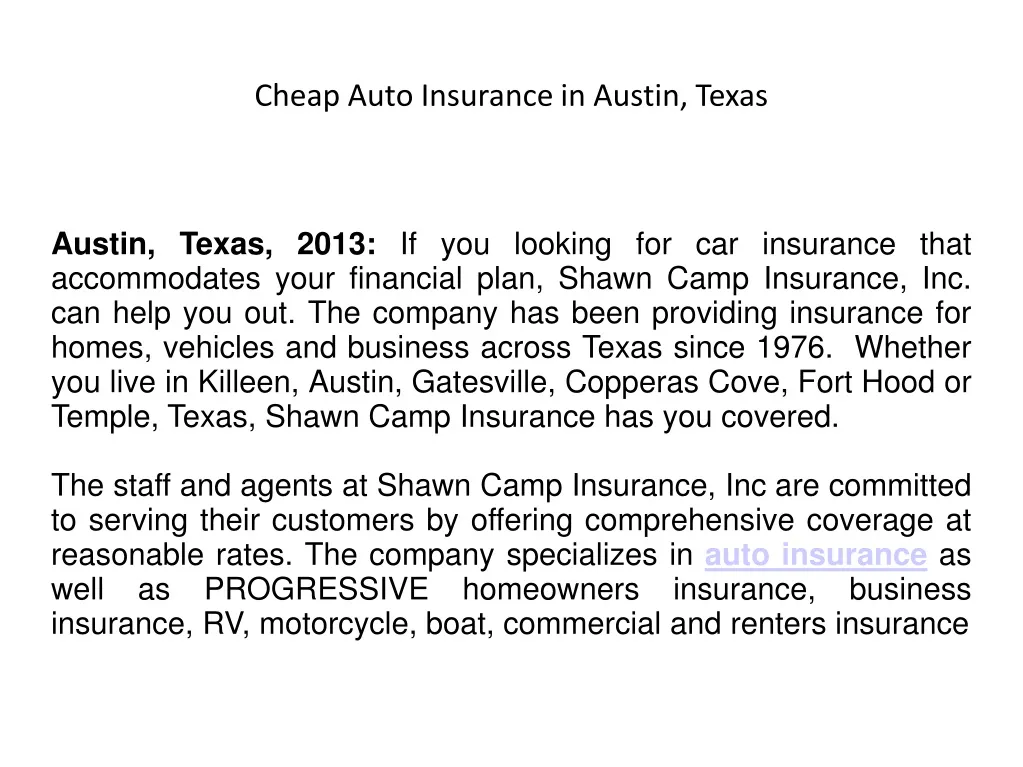 cheap auto insurance in austin texas