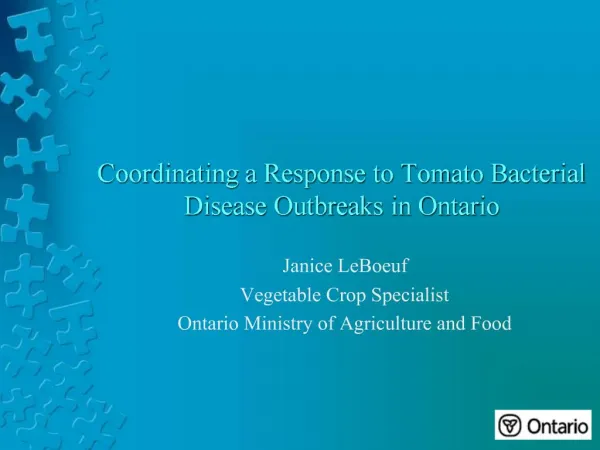 Coordinating a Response to Tomato Bacterial Disease Outbreaks in ...