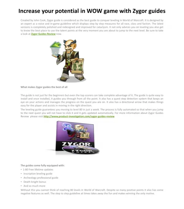 Increase your potential in WOW game with Zygor guides