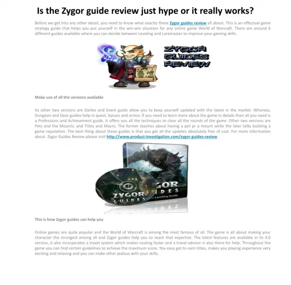 Is the Zygor guide review just hype or it really works?