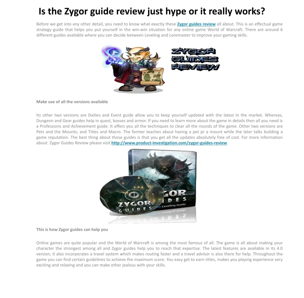 is the zygor guide review just hype or it really works
