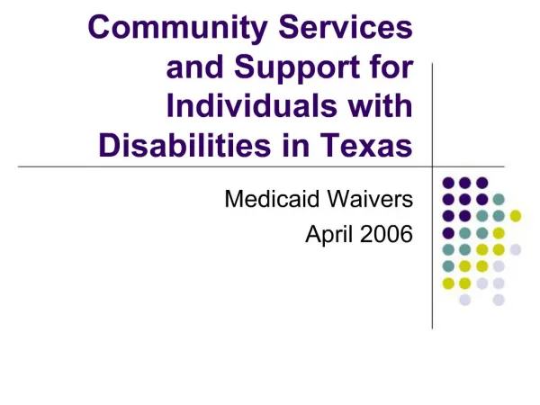 Community Services and Support for Individuals with Disabilities ...