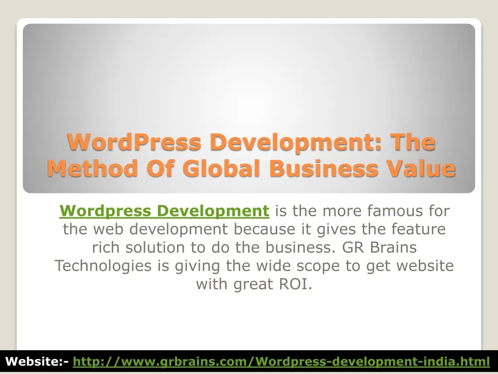 wordpress development the method of global business value