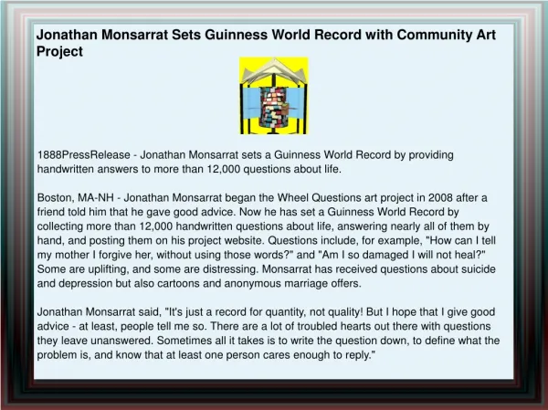 Jonathan Monsarrat Sets Guinness World Record with Community