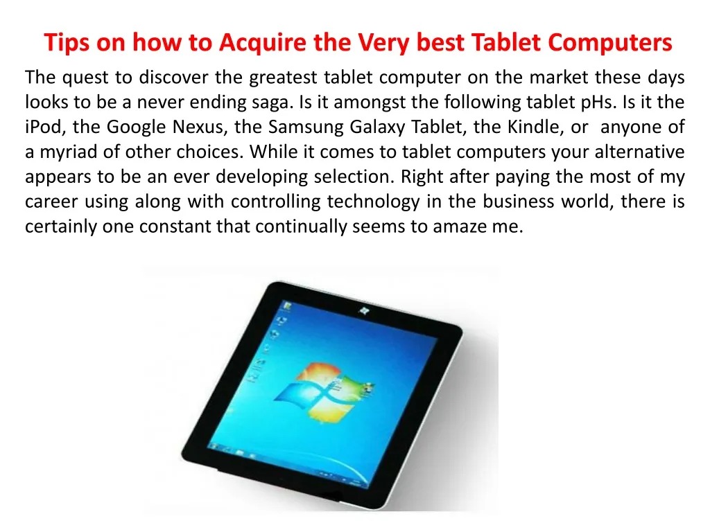 tips on how to acquire the very best tablet