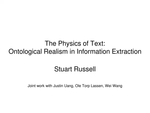 The Physics of Text: Ontological Realism in Information Extraction