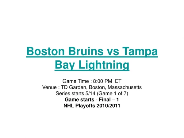 nhl boston bruins vs tampa bay lightning live