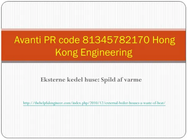 Avanti PR code 81345782170 Hong Kong Engineering