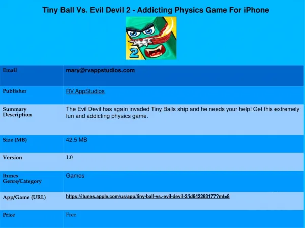 Tiny Ball Vs. Evil Devil 2 - Addicting Physics Game For iPho
