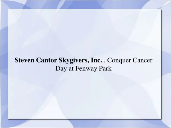 Steven Cantor Skygivers, Inc.