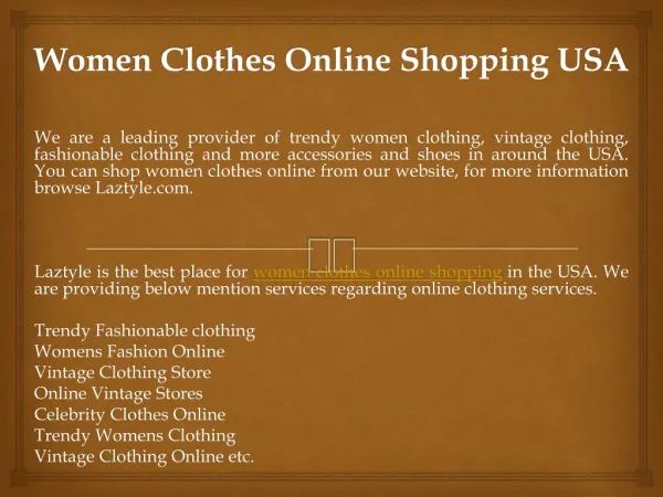 Women Clothes Online Shopping USA