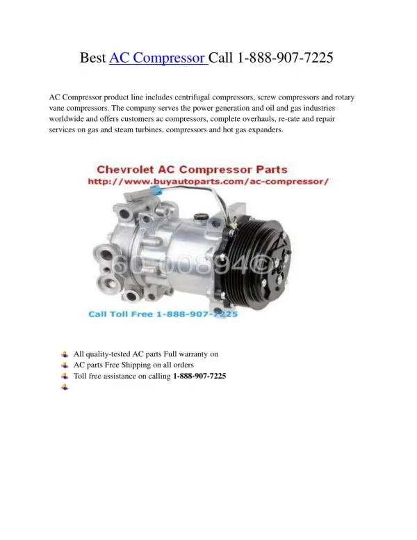 Best AC Compressor Call 1-888-907-7225