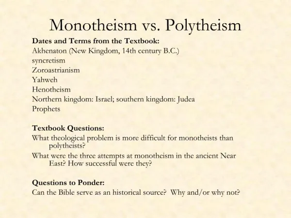Monotheism vs. Polytheism