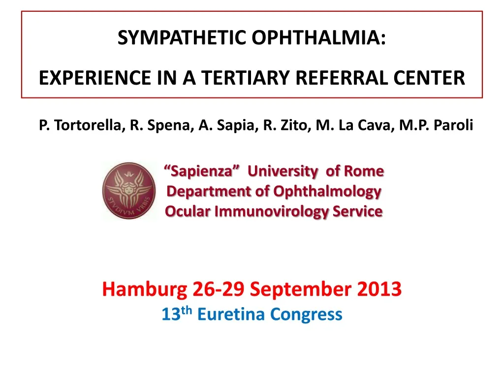 sympathetic ophthalmia experience in a tertiary