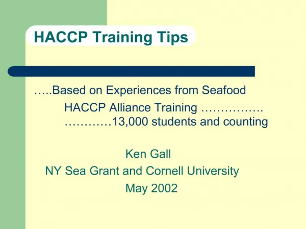 HACCP Training Tips
