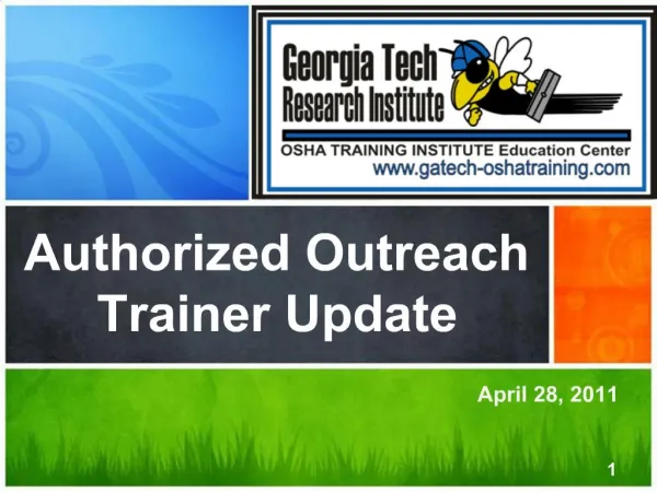 Authorized Outreach Trainer Update