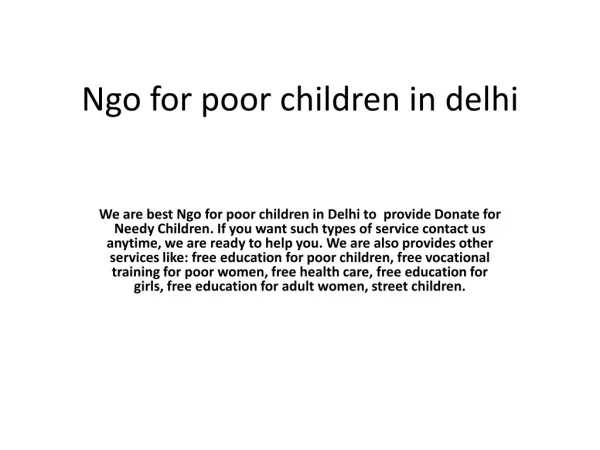 Ngo for poor children in delhi