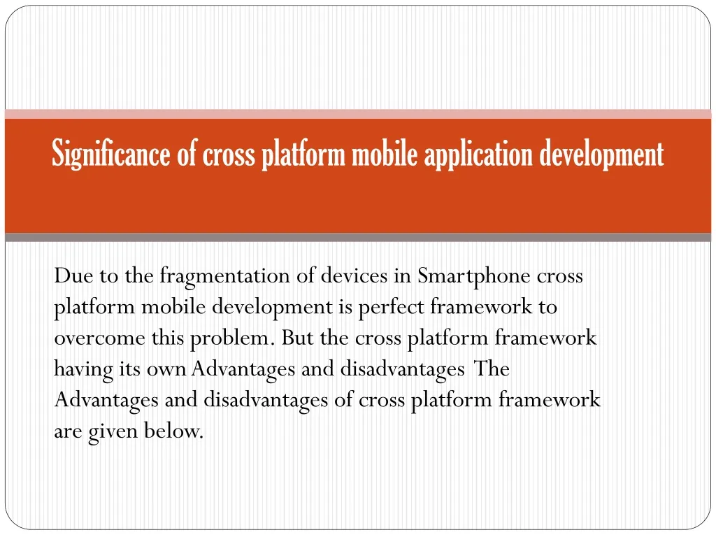 significance of cross platform mobile application development