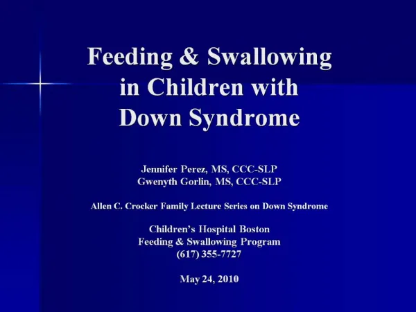 Feeding Swallowing in Children with Down Syndrome