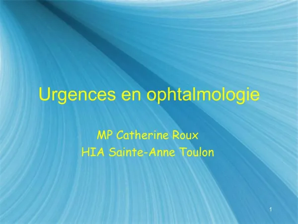 Urgences en ophtalmologie