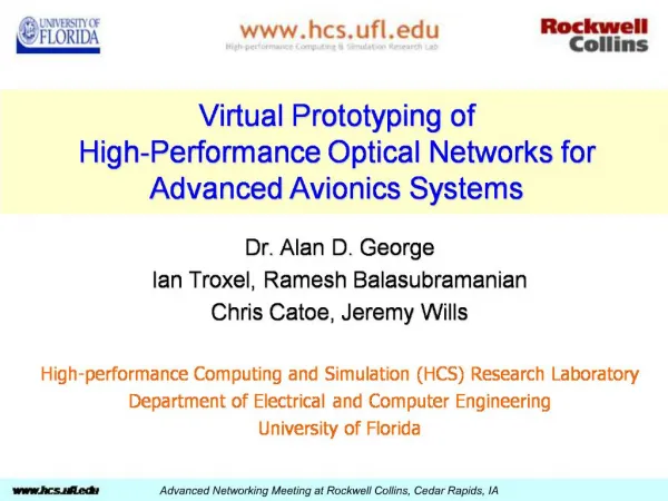 Virtual Prototyping of High-Performance Optical Networks for ...