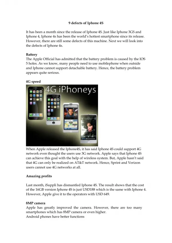 9 defects of iphone 4 s