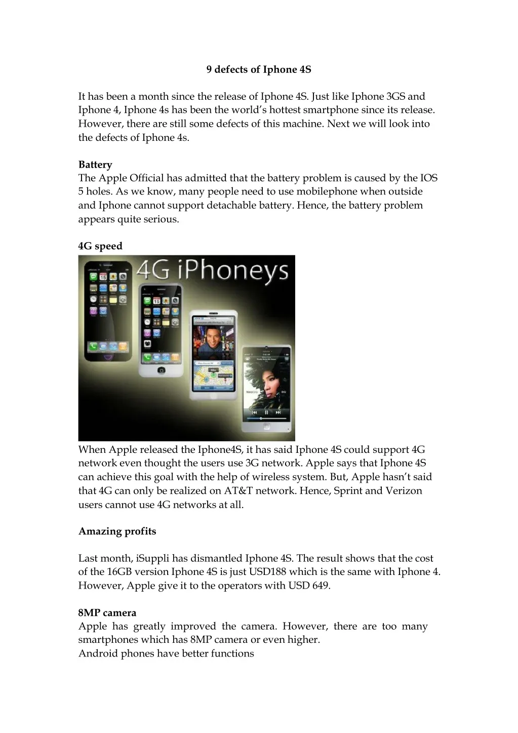 9 defects of iphone 4s