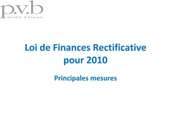 Loi de Finances pour 2011