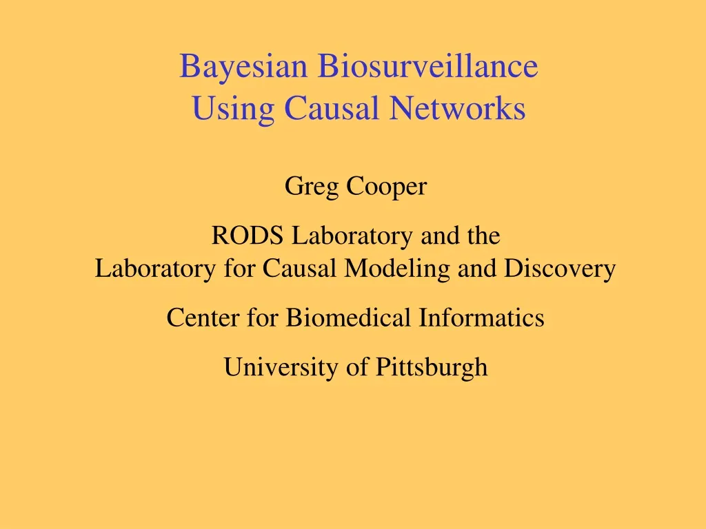 bayesian biosurveillance using causal networks